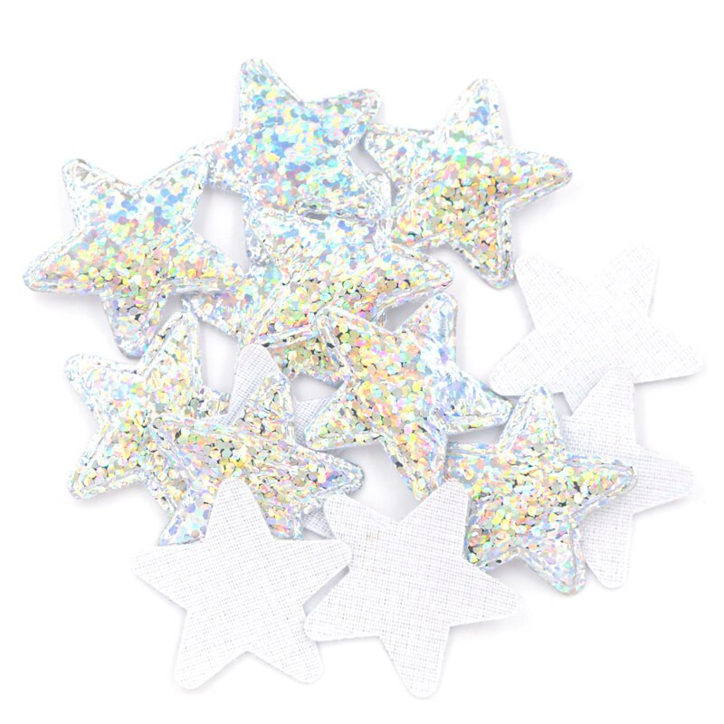 100 τμχ Γυαλιστερό πολύχρωμο ασημένιο ύφασμα απλικέ ράψιμο σε μπάλωμα για Παιδικό πουκάμισο Τζιν Τσάντες φόρεμα DIY Αξεσουάρ F10