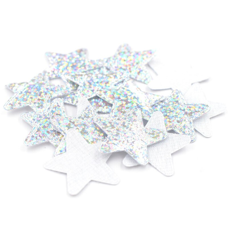 100 τμχ Γυαλιστερό πολύχρωμο ασημένιο ύφασμα απλικέ ράψιμο σε μπάλωμα για Παιδικό πουκάμισο Τζιν Τσάντες φόρεμα DIY Αξεσουάρ F10