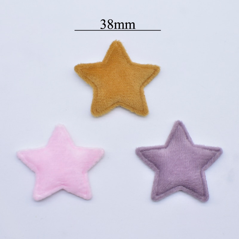 50 tk/partii 38 mm polsterdatud plüüs karvane vildist täheaplikatsioon isetegemise peakatetele juukseklambrid vibu tarvikud käsitööna valmistatud beebiriided mütsikaunistused