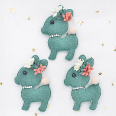 7cm Paluskangast polsterdatud aplikatsioonid Cartoon Deer Stick-on Rhinestone lilleplaaster rõivastele Käsitöö kleebis DIY juuksekaunistus