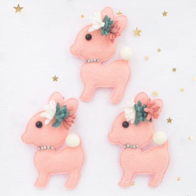 7cm Paluskangast polsterdatud aplikatsioonid Cartoon Deer Stick-on Rhinestone lilleplaaster rõivastele Käsitöö kleebis DIY juuksekaunistus