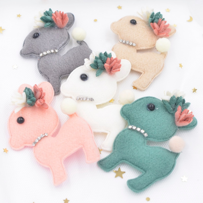 7cm Paluskangast polsterdatud aplikatsioonid Cartoon Deer Stick-on Rhinestone lilleplaaster rõivastele Käsitöö kleebis DIY juuksekaunistus