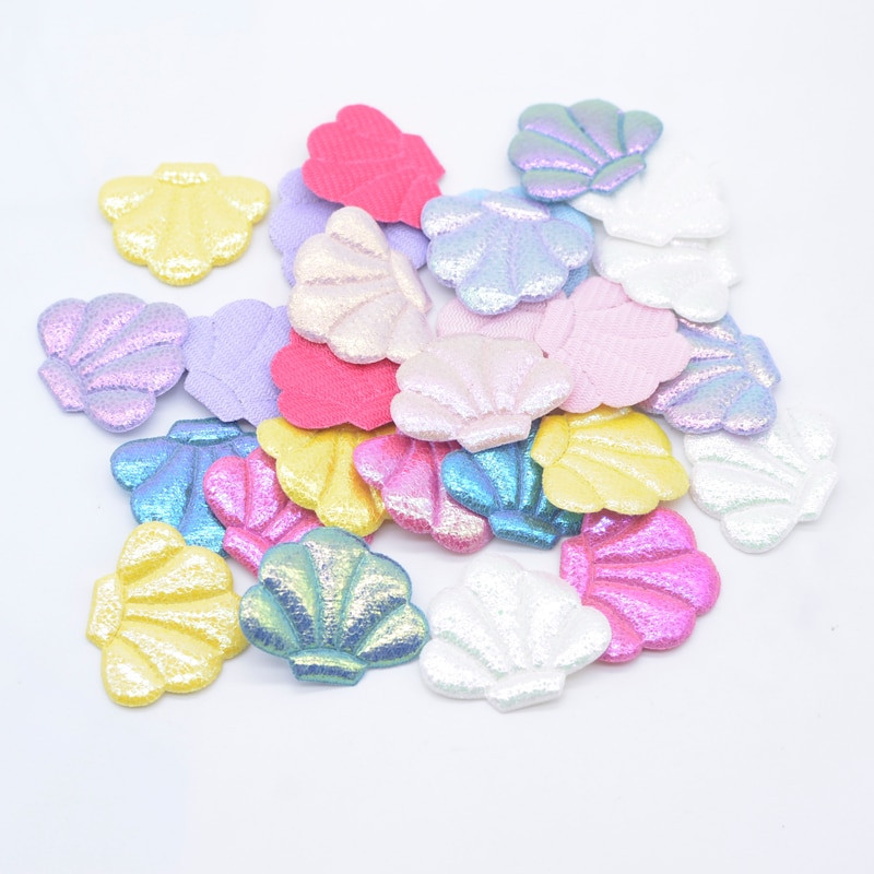 40 kom 34*28 mm podstavljene sjajne kožne školjke aplikacije za odjeću šeširi pribor za šivanje zakrpe DIY pokrivala za kosu kopče za kosu mašna dekor