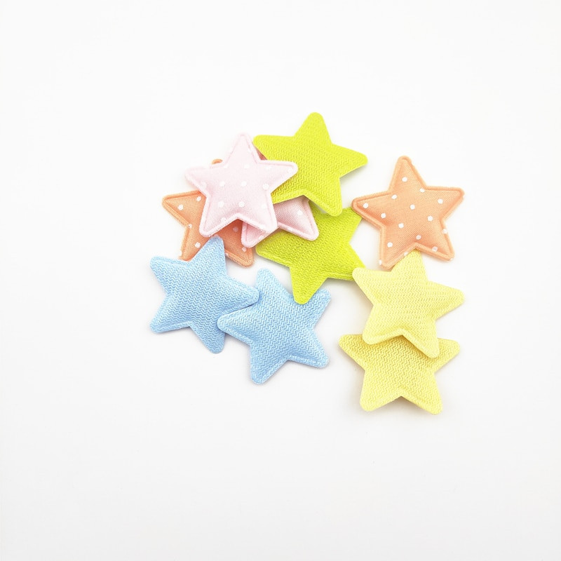 50 tk 3,5 cm täppkangast polsterdatud täheaplikatsioon isetegemise peakatete jaoks Juukseklambrid Dekoratsioon Beebimütsid Peapaelad Kaunistused Aksessuaarid Plaastrid