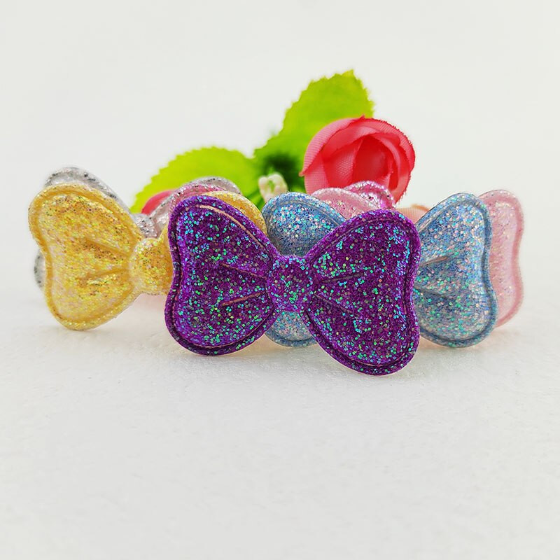 100 kom 4X2,5 CM svjetlucave tkanine s mašnama za odjeću Potrepštine za šivanje šešira DIY pokrivala za kosu Štipaljke za mašne Dekorativne zakrpe