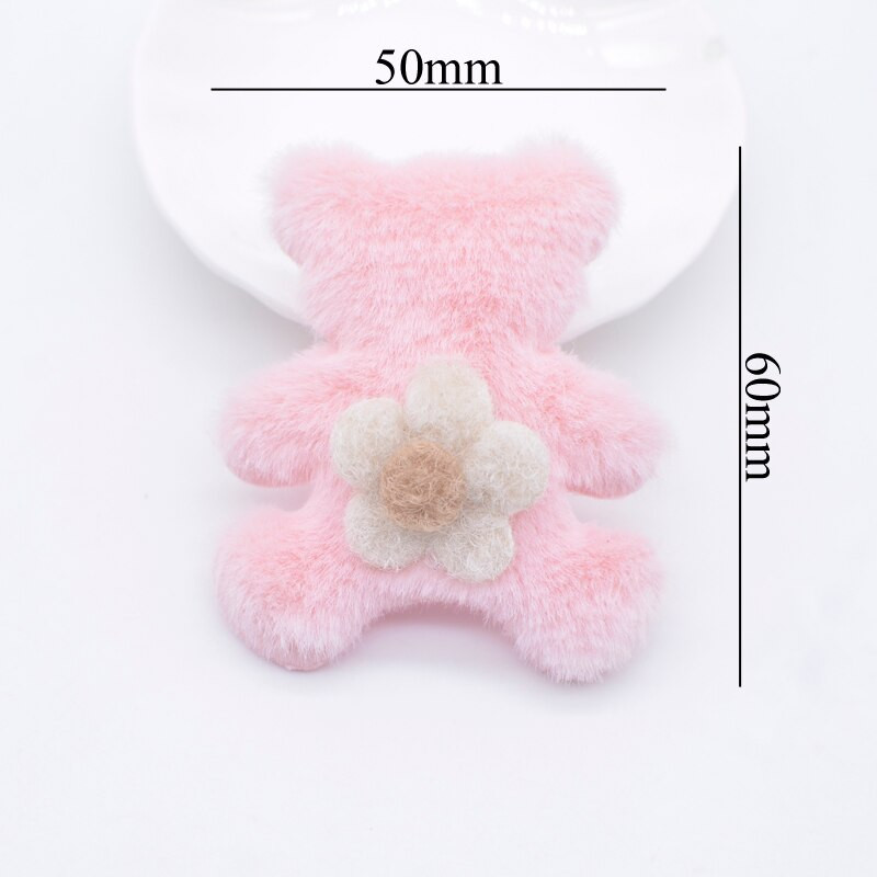 5 τμχ βελούδινο αρκουδάκι Kawaii με επένδυση με απλικέ Flwoer για DIY ρούχα Καπέλο Παπούτσια Παιχνίδια μπαλώματα ραπτικής Χειροποίητα διακοσμητικά κλιπ κεφαλής