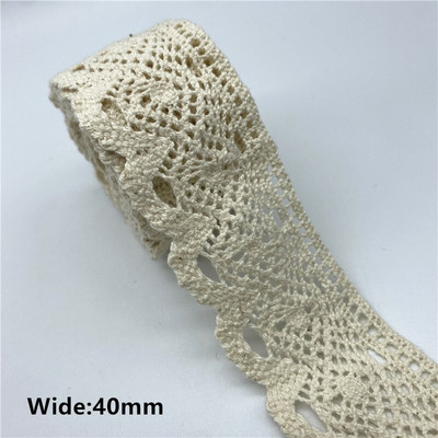 2 jarda/lot 100% pamučna čipkasta vrpca za odjeću Tkanina za šivanje Obrub slonovače Heklana pamučna čipkana vrpca Ručno izrađeni dodaci