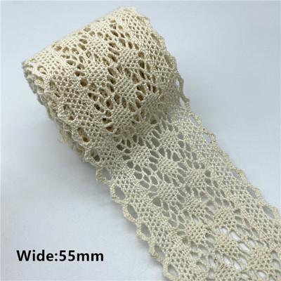 2 jarda/lot 100% pamučna čipkasta vrpca za odjeću Tkanina za šivanje Obrub slonovače Heklana pamučna čipkana vrpca Ručno izrađeni dodaci