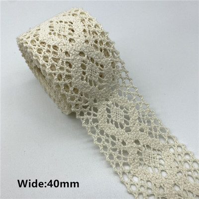 2 jarda/lot 100% pamučna čipkasta vrpca za odjeću Tkanina za šivanje Obrub slonovače Heklana pamučna čipkana vrpca Ručno izrađeni dodaci
