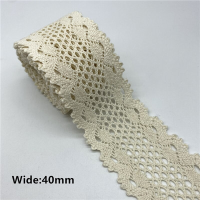 2 jarda/lot 100% pamučna čipkasta vrpca za odjeću Tkanina za šivanje Obrub slonovače Heklana pamučna čipkana vrpca Ručno izrađeni dodaci