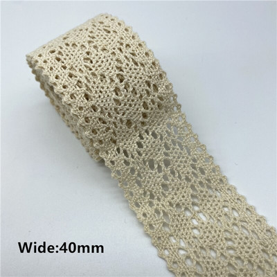 2 jarda/lot 100% pamučna čipkasta vrpca za odjeću Tkanina za šivanje Obrub slonovače Heklana pamučna čipkana vrpca Ručno izrađeni dodaci