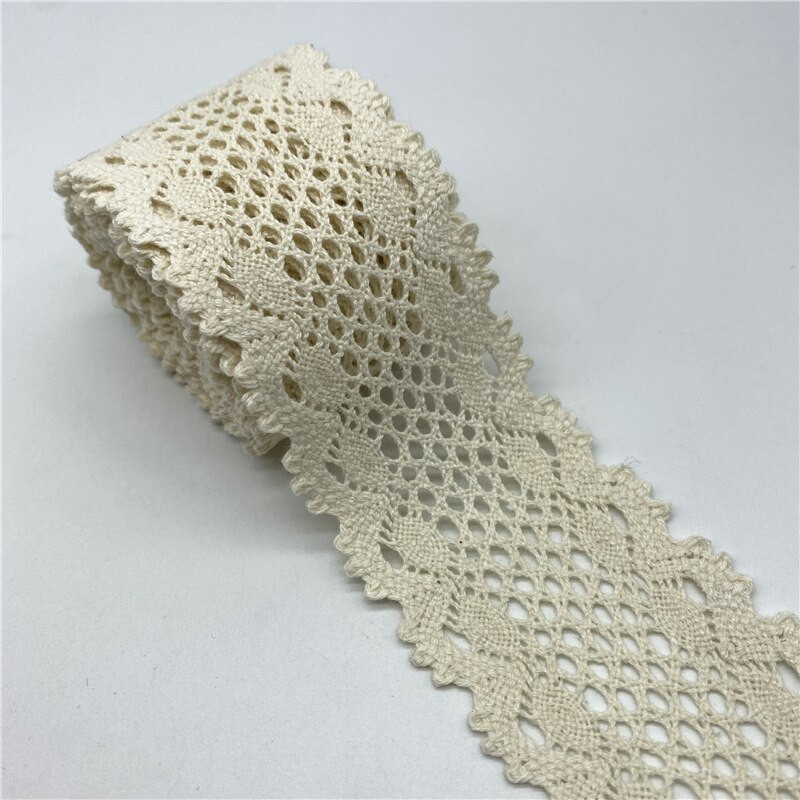 2 jarda/lot 100% pamučna čipkasta vrpca za odjeću Tkanina za šivanje Obrub slonovače Heklana pamučna čipkana vrpca Ručno izrađeni dodaci