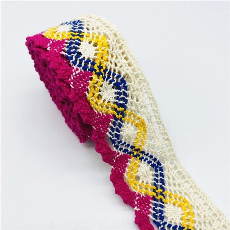 2 jarda/lot 100% pamučna čipkasta vrpca za odjeću Tkanina za šivanje Obrub slonovače Heklana pamučna čipkana vrpca Ručno izrađeni dodaci