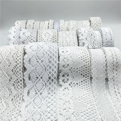 2 ярда/партида 10 мм-50 мм бяла памучна дантелена панделка за облекло, шевни тъкани, памучна плетена дантелена тъкан, ръчно изработени аксесоари