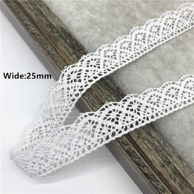 2 jardi/partii 10–50 mm valge puuvillane pitslint rõivaste õmbluskanga jaoks, puuvillane heegeldatud pitskangas käsitsi valmistatud aksessuaarid