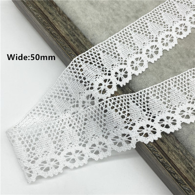 2 jardi/partii 10–50 mm valge puuvillane pitslint rõivaste õmbluskanga jaoks, puuvillane heegeldatud pitskangas käsitsi valmistatud aksessuaarid