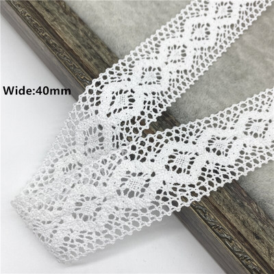 2 jardi/partii 10–50 mm valge puuvillane pitslint rõivaste õmbluskanga jaoks, puuvillane heegeldatud pitskangas käsitsi valmistatud aksessuaarid