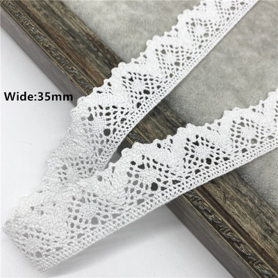2 jardi/partii 10–50 mm valge puuvillane pitslint rõivaste õmbluskanga jaoks, puuvillane heegeldatud pitskangas käsitsi valmistatud aksessuaarid