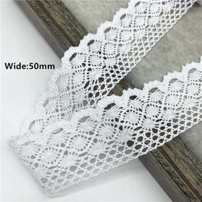 2 jardi/partii 10–50 mm valge puuvillane pitslint rõivaste õmbluskanga jaoks, puuvillane heegeldatud pitskangas käsitsi valmistatud aksessuaarid