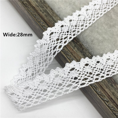2 jardi/partii 10–50 mm valge puuvillane pitslint rõivaste õmbluskanga jaoks, puuvillane heegeldatud pitskangas käsitsi valmistatud aksessuaarid