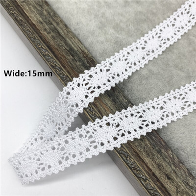 2 jardi/partii 10–50 mm valge puuvillane pitslint rõivaste õmbluskanga jaoks, puuvillane heegeldatud pitskangas käsitsi valmistatud aksessuaarid