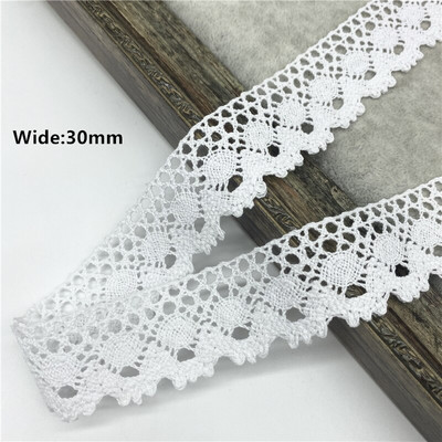 2 jardi/partii 10–50 mm valge puuvillane pitslint rõivaste õmbluskanga jaoks, puuvillane heegeldatud pitskangas käsitsi valmistatud aksessuaarid