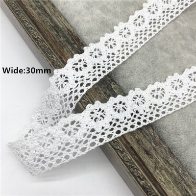 2 jardi/partii 10–50 mm valge puuvillane pitslint rõivaste õmbluskanga jaoks, puuvillane heegeldatud pitskangas käsitsi valmistatud aksessuaarid