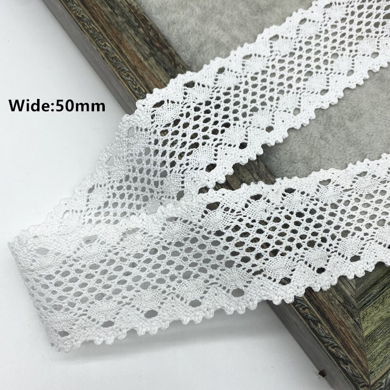 2 jardi/partii 10–50 mm valge puuvillane pitslint rõivaste õmbluskanga jaoks, puuvillane heegeldatud pitskangas käsitsi valmistatud aksessuaarid