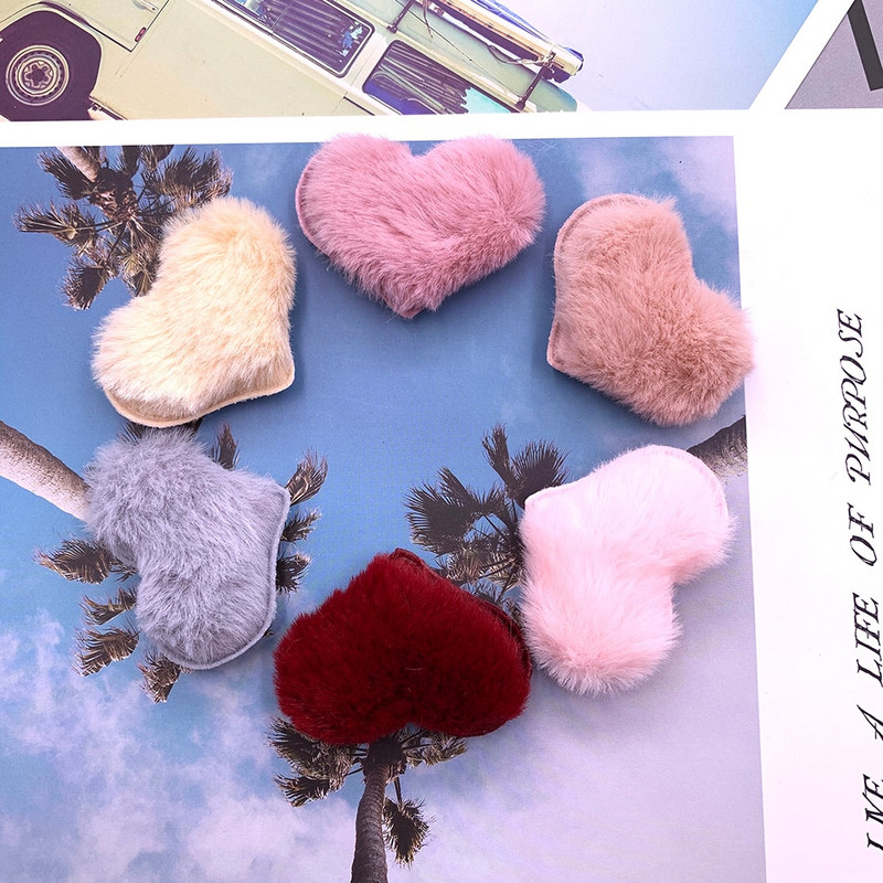 30 buc/lot 5*4 cm aplicații căptușite în formă de inimă de pluș pentru decorarea căptușelii accesorii de păr lucrate manual