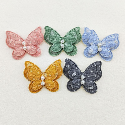 30 buc/lot, 4*3,5 cm, două straturi, aplicații căptușite cu fluturi cu puncte pentru articole de cusut pentru haine, bricolaj, accesorii pentru cleme de păr, plasture