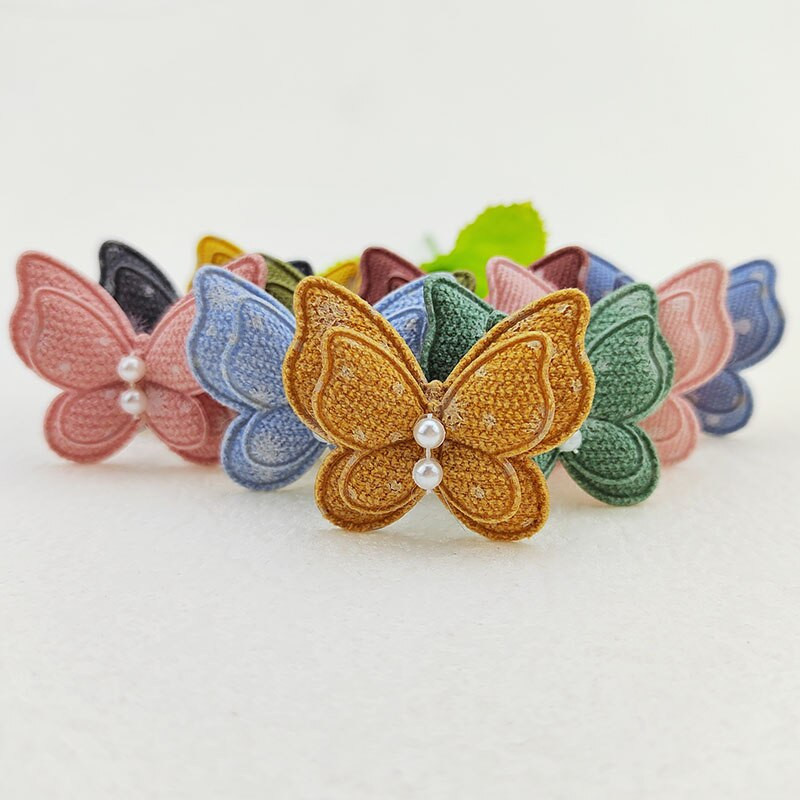 30 buc/lot, 4*3,5 cm, două straturi, aplicații căptușite cu fluturi cu puncte pentru articole de cusut pentru haine, bricolaj, accesorii pentru cleme de păr, plasture