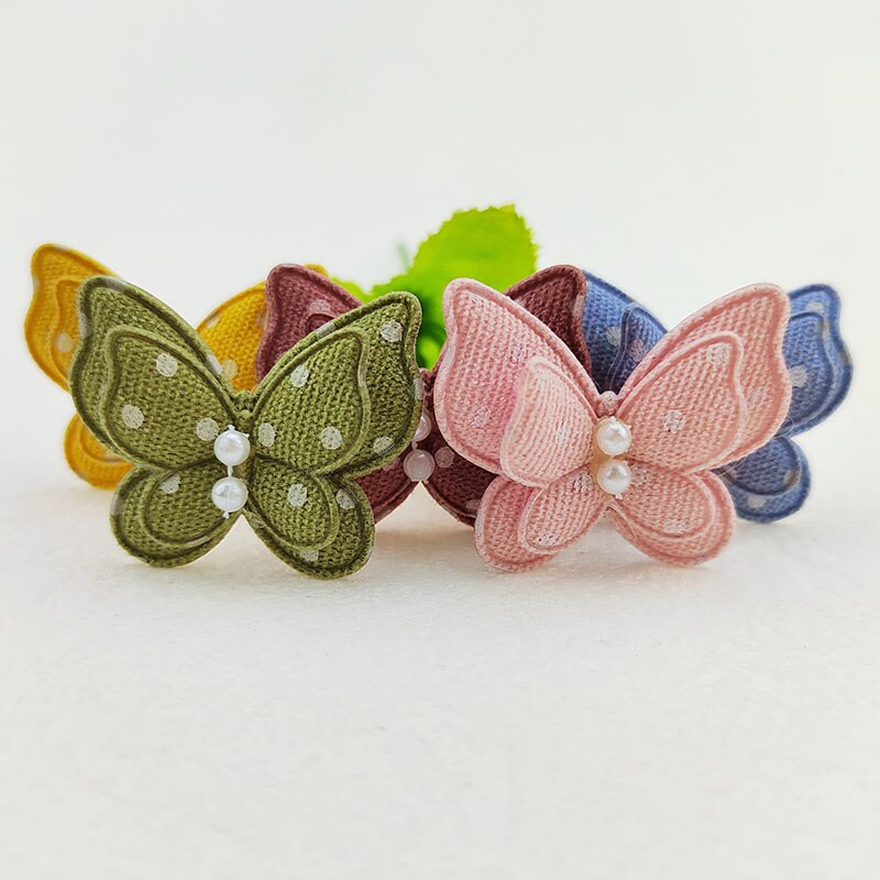 30 buc/lot, 4*3,5 cm, două straturi, aplicații căptușite cu fluturi cu puncte pentru articole de cusut pentru haine, bricolaj, accesorii pentru cleme de păr, plasture