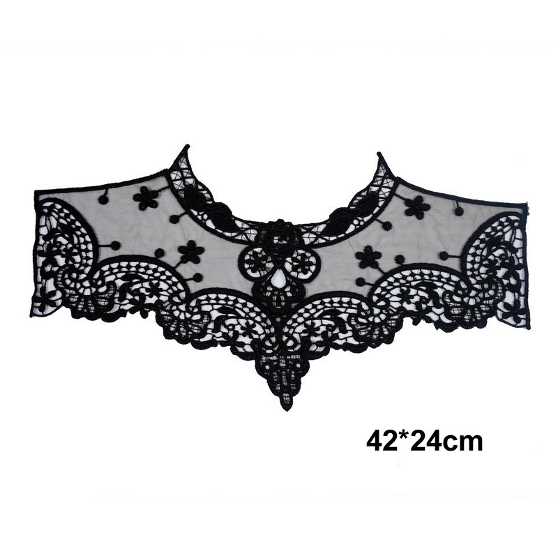 Rochie Applique Dantela Tesatura Bluza Decor Accesorii DIY Decolteu Guler Garnituri de cusut Alb Negru