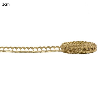 5/10 jardų aukso/sidabro nėrinių apdailos juostelės, blizgančios, nertos, 7–24 mm juostelės, juostos dekoro „pasidaryk pats“ amatų dovanų pakavimo siuvimo reikmenys