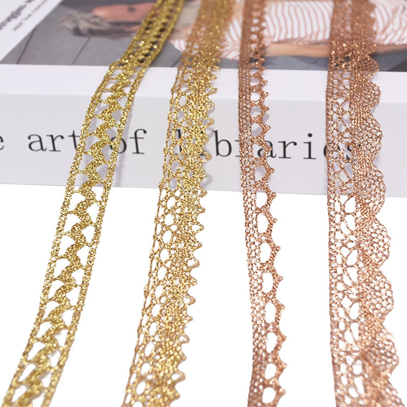 5/10 jardų aukso/sidabro nėrinių apdailos juostelės, blizgančios, nertos, 7–24 mm juostelės, juostos dekoro „pasidaryk pats“ amatų dovanų pakavimo siuvimo reikmenys