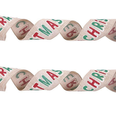 Χριστουγεννιάτικη κορδέλα Κλασική περιτύλιξη Χριστουγεννιάτικο δέντρο Κορδέλα στεφάνι Φιόγκοι DIY υφασμάτινη κορδέλα στροβιλισμού κορδέλα λινάτσα με δώρο με καλωδίωση