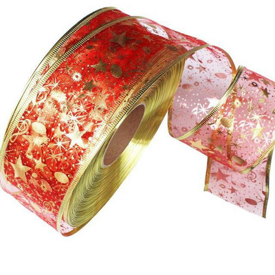 Χριστουγεννιάτικη κορδέλα Κλασική περιτύλιξη Χριστουγεννιάτικο δέντρο Κορδέλα στεφάνι Φιόγκοι DIY υφασμάτινη κορδέλα στροβιλισμού κορδέλα λινάτσα με δώρο με καλωδίωση