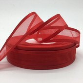 Comerț cu ridicata 5Yards 1"(25mm) Fundă roșie cu panglică din organza, nuntă, petrecere de Crăciun, decorare pentru împachetare, dantelă, artizanat