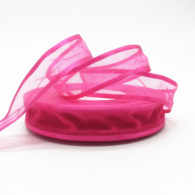 Comerț cu ridicata 5Yards 1"(25mm) Fundă roșie cu panglică din organza, nuntă, petrecere de Crăciun, decorare pentru împachetare, dantelă, artizanat