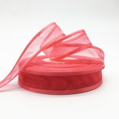 Comerț cu ridicata 5Yards 1"(25mm) Fundă roșie cu panglică din organza, nuntă, petrecere de Crăciun, decorare pentru împachetare, dantelă, artizanat