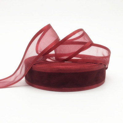 Comerț cu ridicata 5Yards 1"(25mm) Fundă roșie cu panglică din organza, nuntă, petrecere de Crăciun, decorare pentru împachetare, dantelă, artizanat