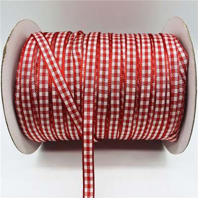 5 jardi/partii 6 mm ruuduline lint võre Trükitud lint kodupulmadeks jõulukaunistusteks DIY kingituste pakkimislint vibude jaoks