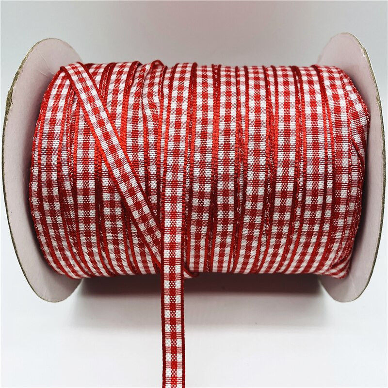 5 jardi/partii 6 mm ruuduline lint võre Trükitud lint kodupulmadeks jõulukaunistusteks DIY kingituste pakkimislint vibude jaoks