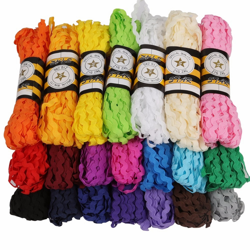 15 jardi/krunt 8 mm mitmevärviline terüleenist lint Ric Rac siksakiga pitsist kaunistuslint pulmade kaunistamiseks Käsitsi valmistatud meisterdatud õmblustööd