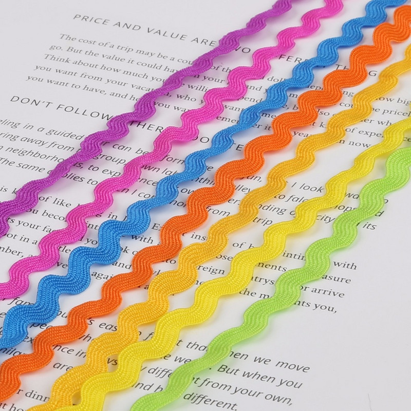 15 jardi/krunt 8 mm mitmevärviline terüleenist lint Ric Rac siksakiga pitsist kaunistuslint pulmade kaunistamiseks Käsitsi valmistatud meisterdatud õmblustööd