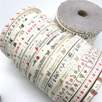 5 ярда/лот 15 мм памучна панделка, ръчно изработен дизайн, щамповани памучни панделки за сватбена коледна украса Направи си сам шевна тъкан