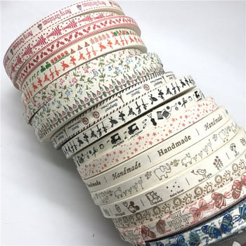 5 ярда/лот 15 мм памучна панделка, ръчно изработен дизайн, щамповани памучни панделки за сватбена коледна украса Направи си сам шевна тъкан