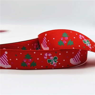 5 jardi/lot 25 mm božićna dekoracija Grosgrain vrpca otisnuta božićna vrpca za ručno izrađeni dizajn Božićni ukras Tkanina za šivanje