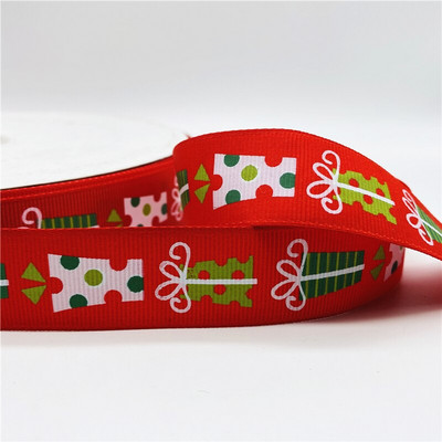 5 jardi/lot 25 mm božićna dekoracija Grosgrain vrpca otisnuta božićna vrpca za ručno izrađeni dizajn Božićni ukras Tkanina za šivanje