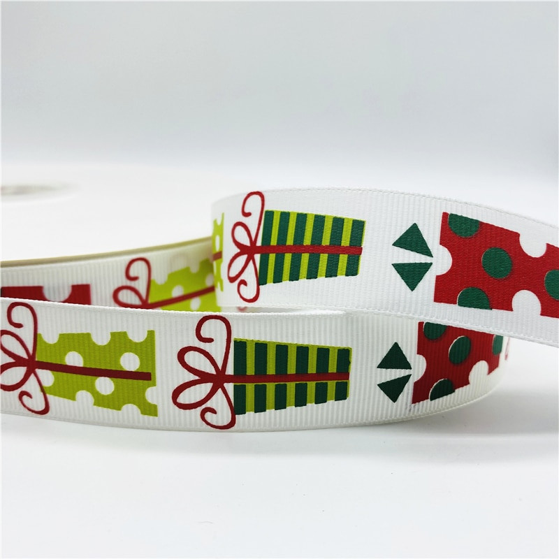 5 jardi/lot 25 mm božićna dekoracija Grosgrain vrpca otisnuta božićna vrpca za ručno izrađeni dizajn Božićni ukras Tkanina za šivanje